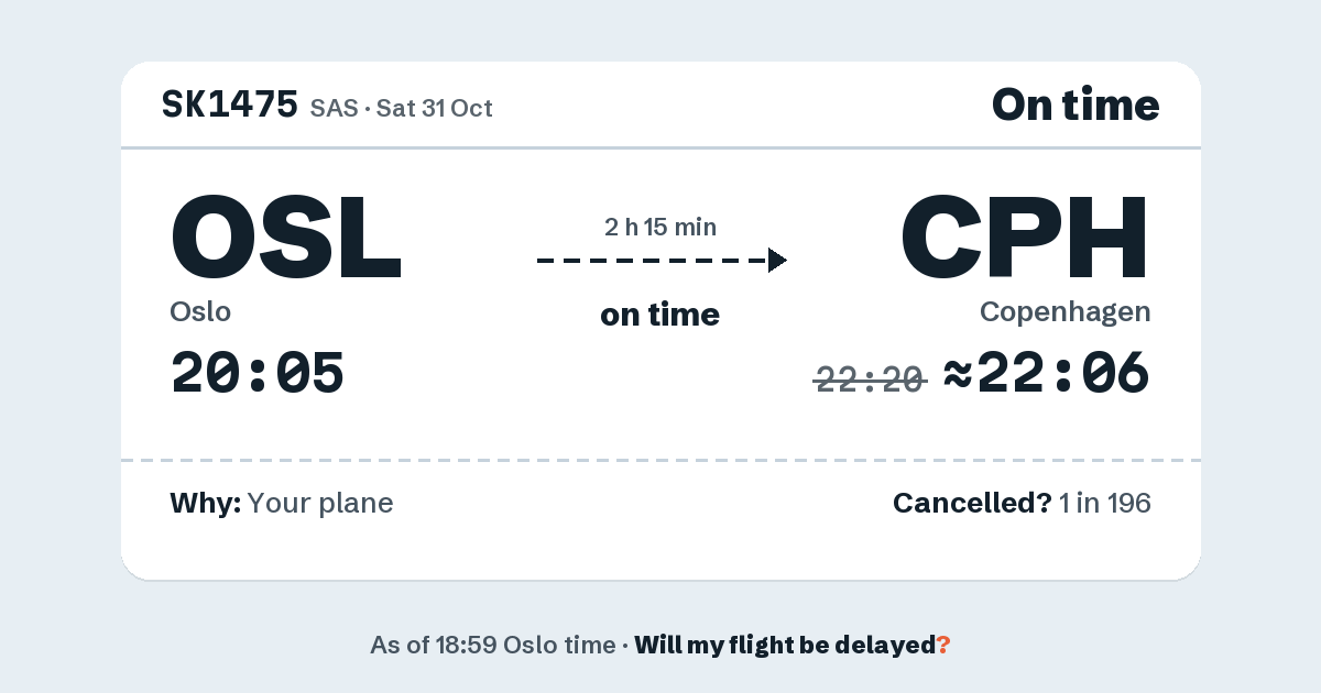 Link preview: SK1475 lands about 22:06