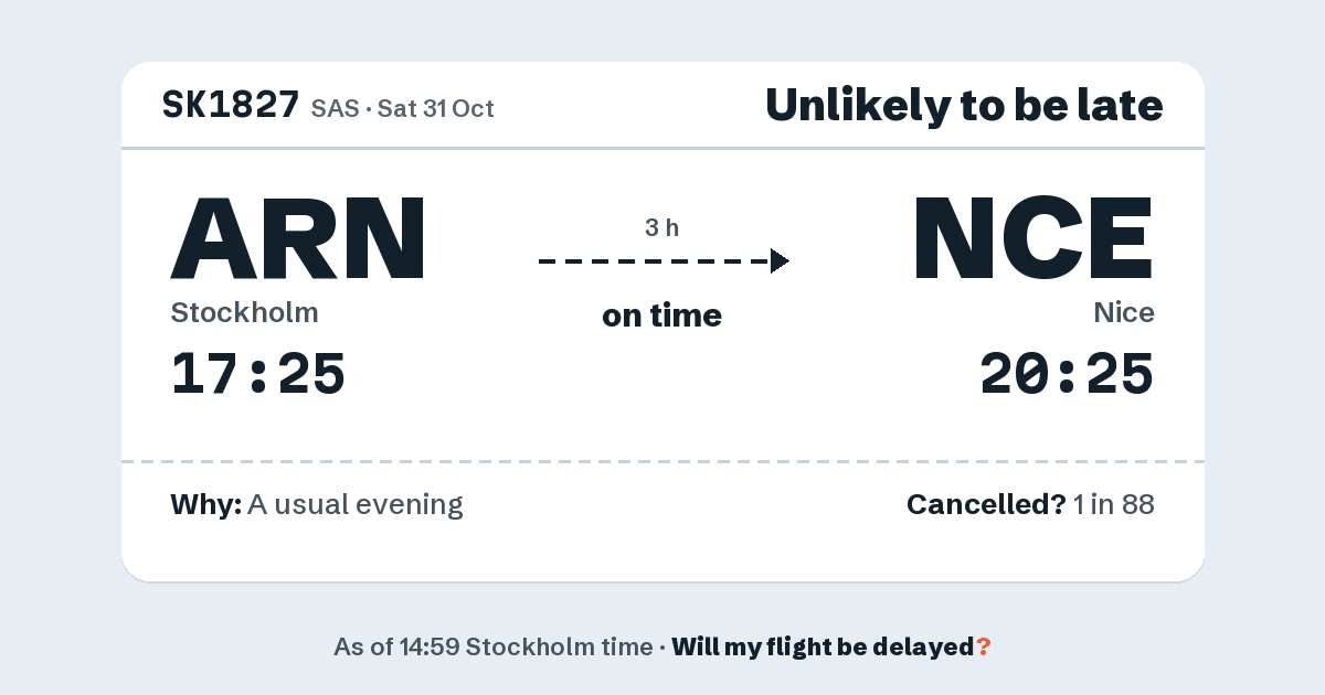 Link preview: SK1827 lands about 20:23