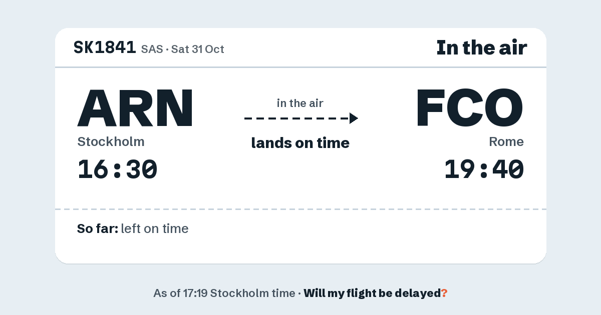 Link preview: SK1841 lands about 19:36
