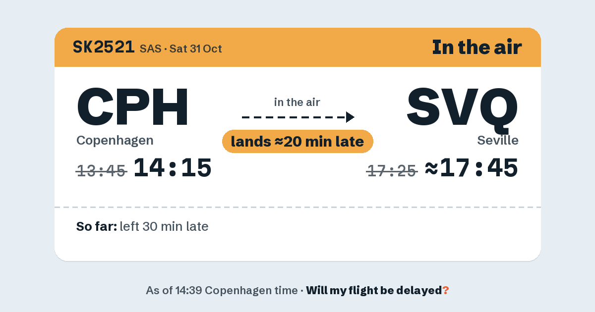 Link preview: SK2521 lands about 17:47