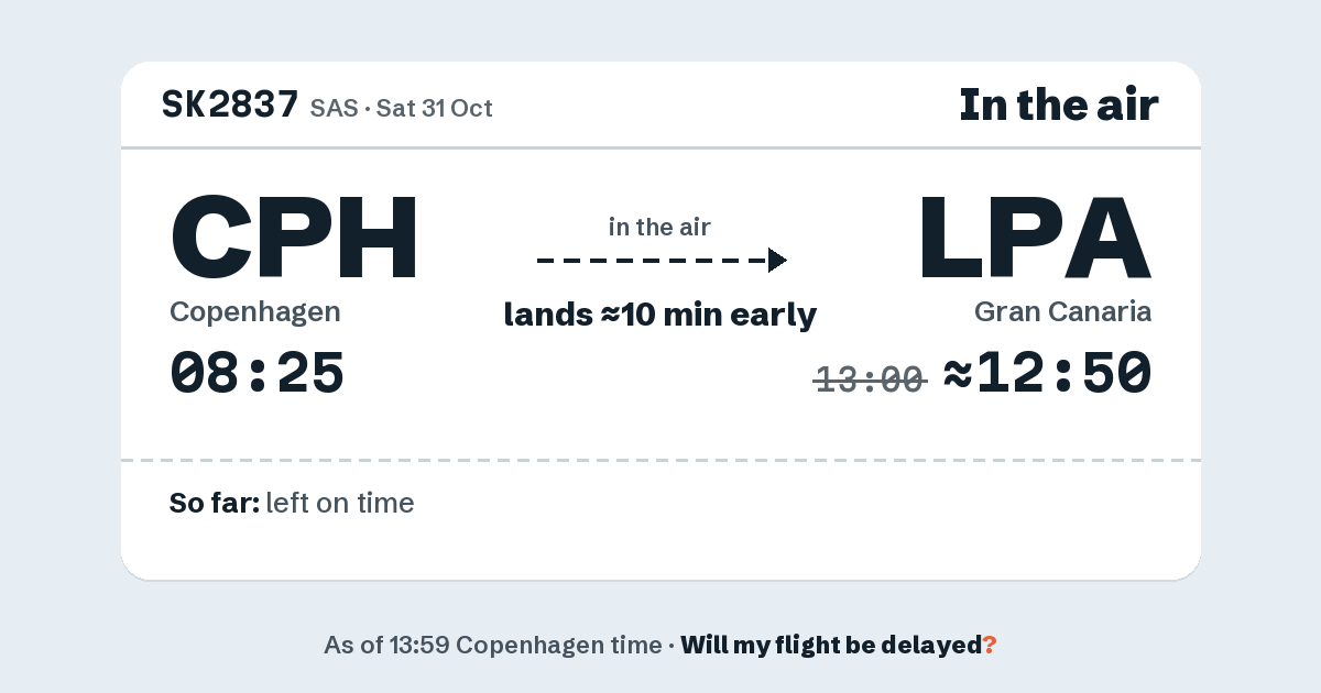 Link preview: SK2837 lands about 12:50