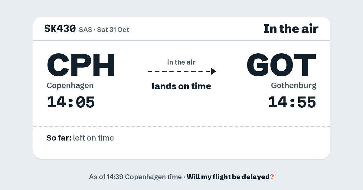 Link preview: SK430 lands about 14:51