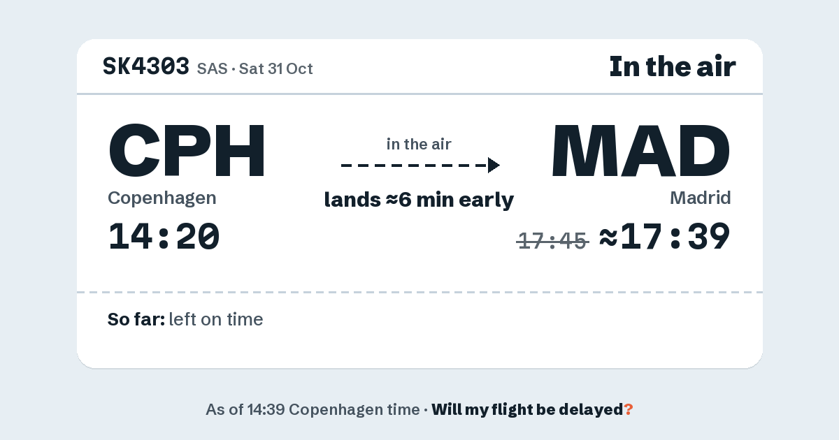 Link preview: SK4303 lands about 17:39