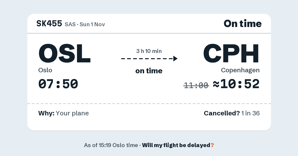 Link preview: SK455 lands about 10:52