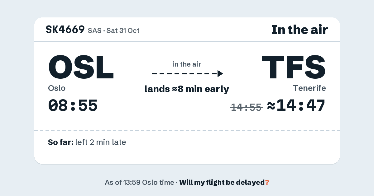 Link preview: SK4669 lands about 14:47