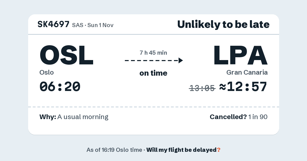 Link preview: SK4697 lands about 12:57