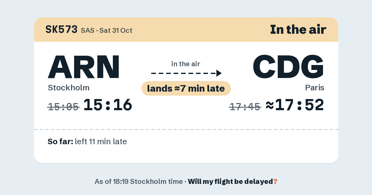 Link preview: SK573 lands about 17:52