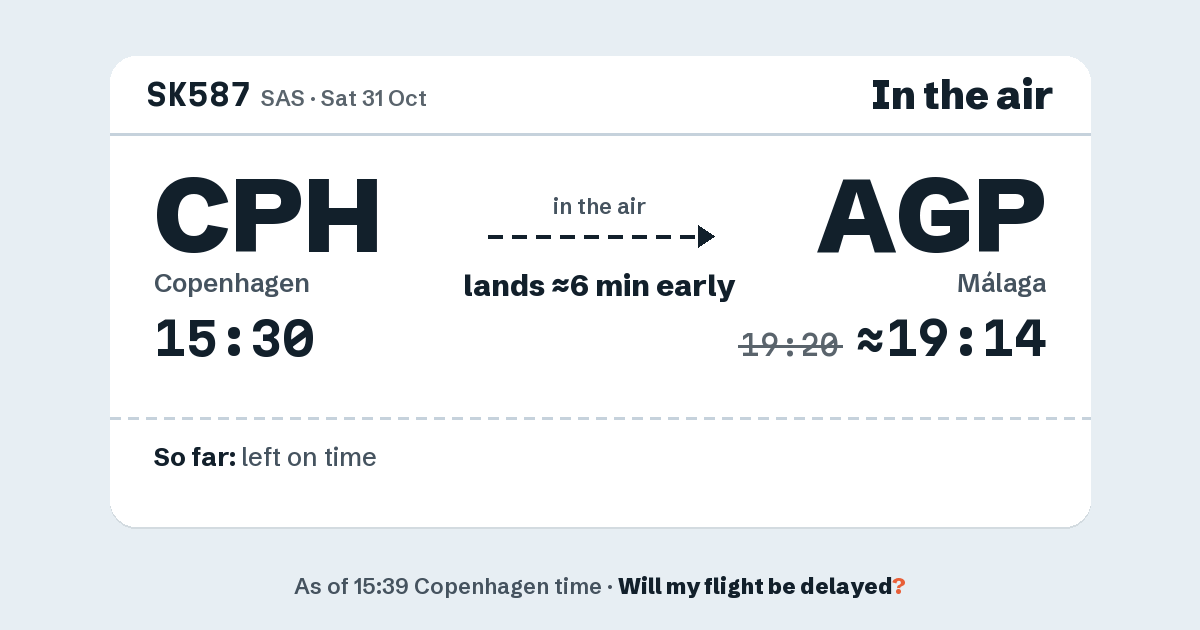 Link preview: SK587 lands about 19:14