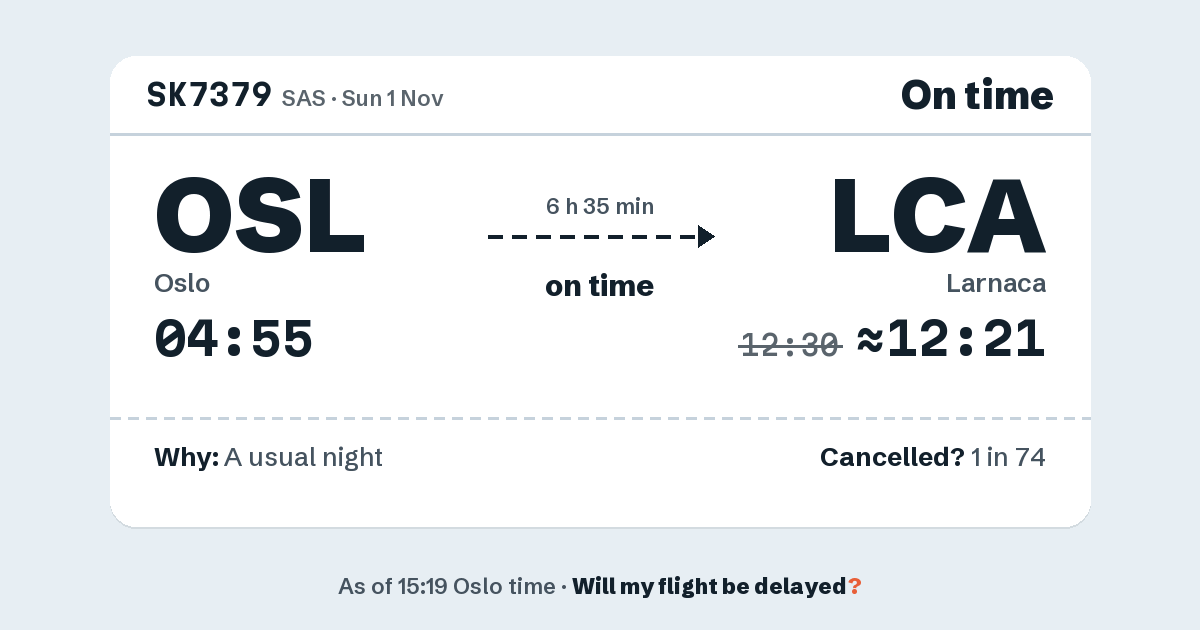 Link preview: SK7379 lands about 12:21