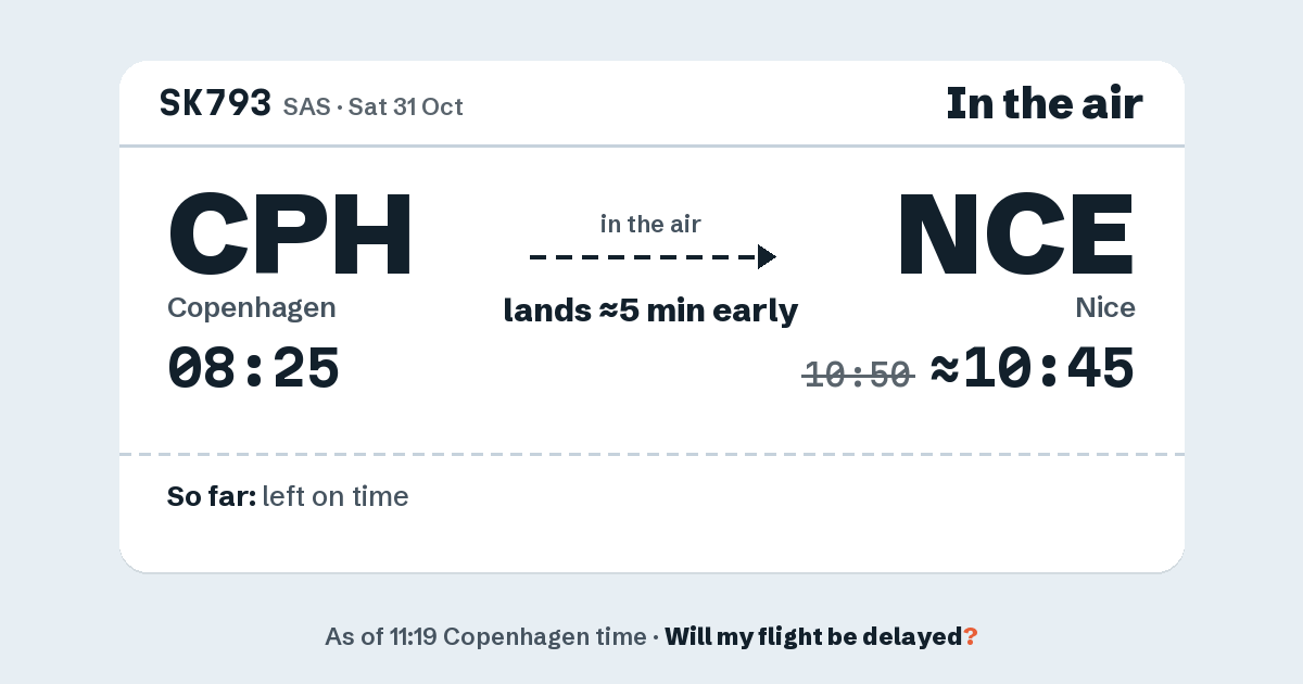 Link preview: SK793 lands about 10:45