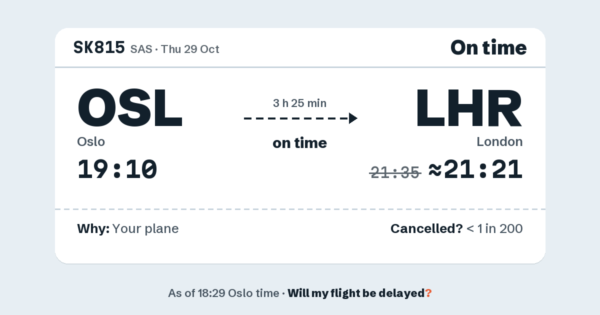 Link preview: SK815 lands about 21:21