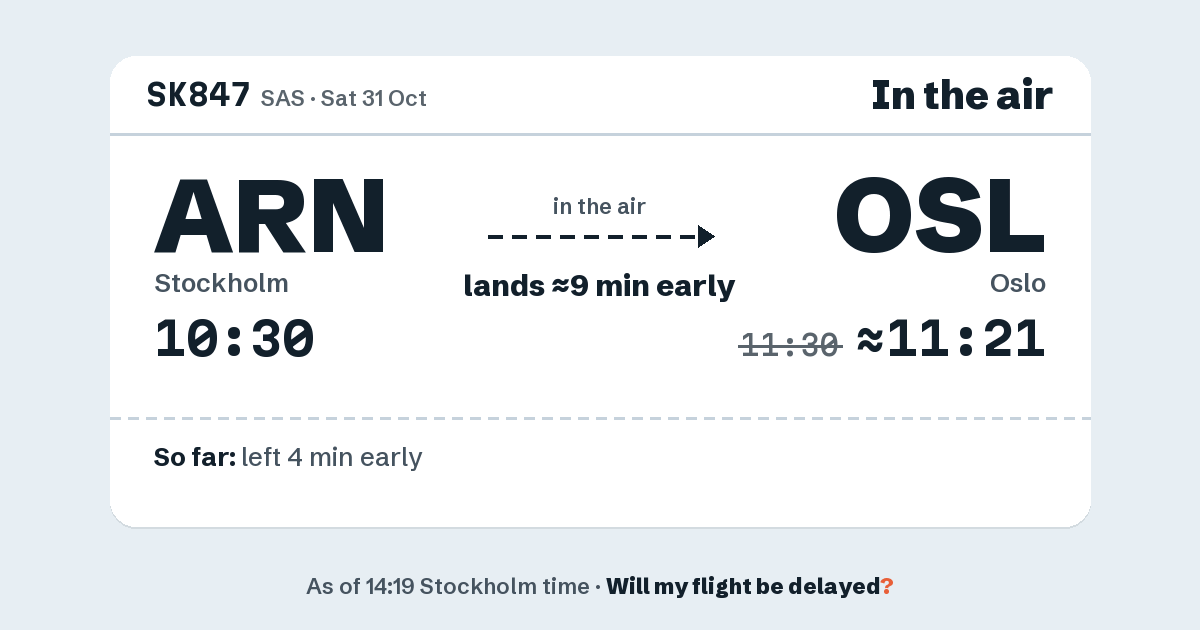 Link preview: SK847 lands about 11:21