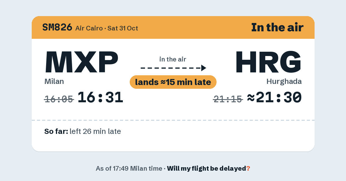 Link preview: SM826 lands about 21:31
