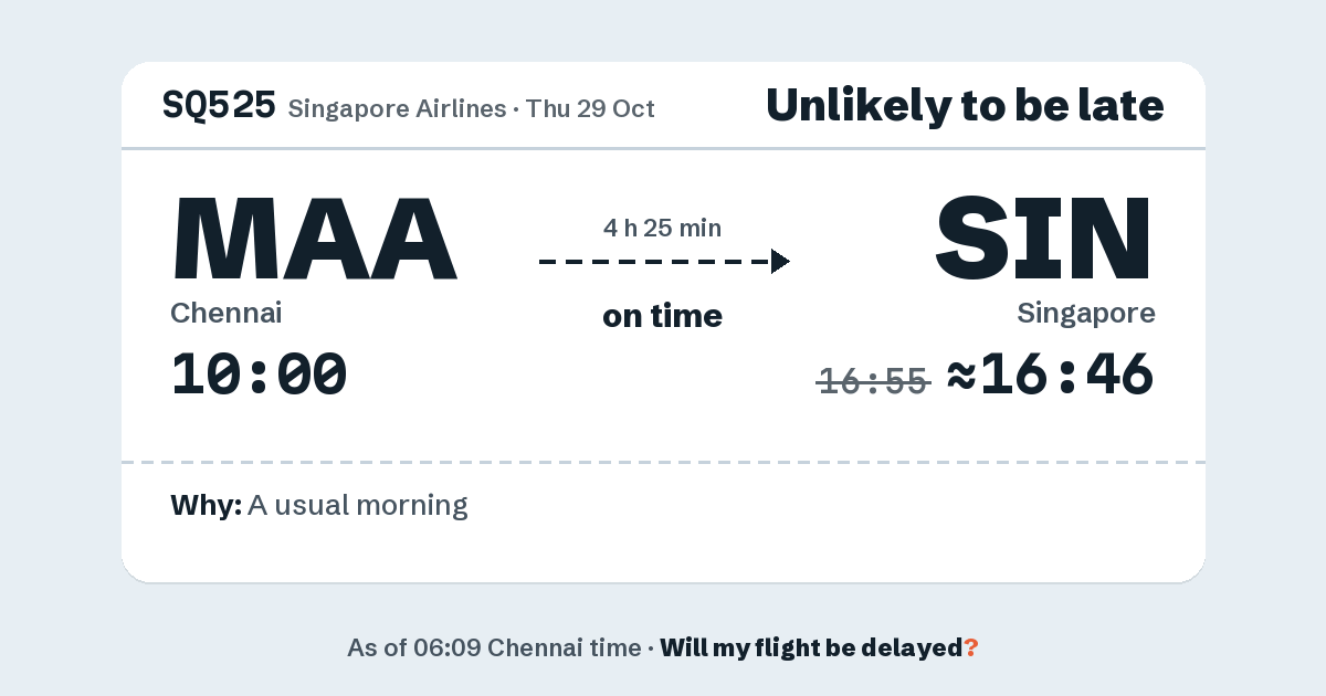 Link preview: SQ525 lands about 16:46