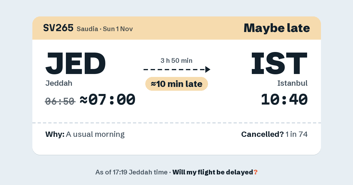 Link preview: SV265 lands about 10:42