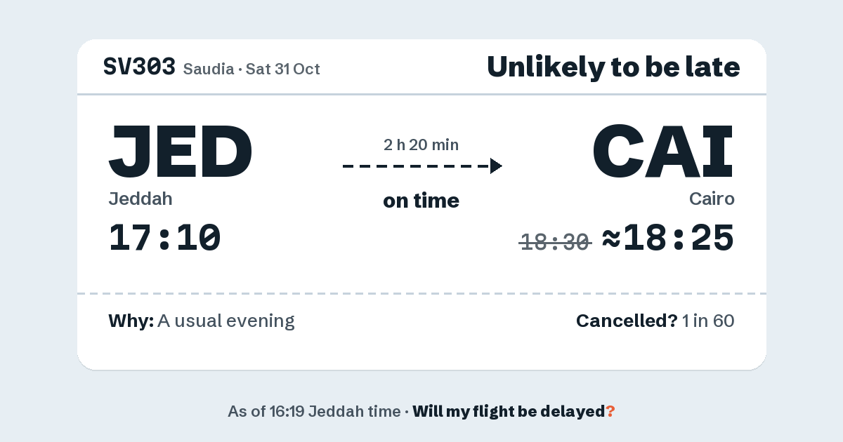 Link preview: SV303 lands about 18:25