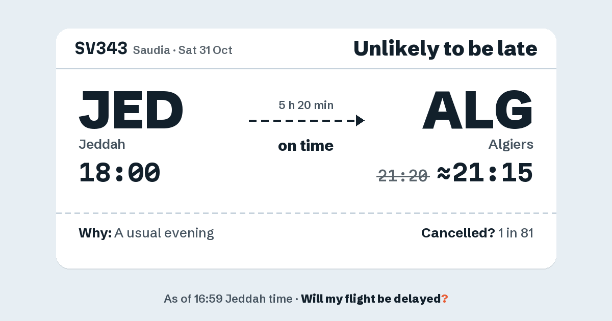 Link preview: SV343 lands about 21:15