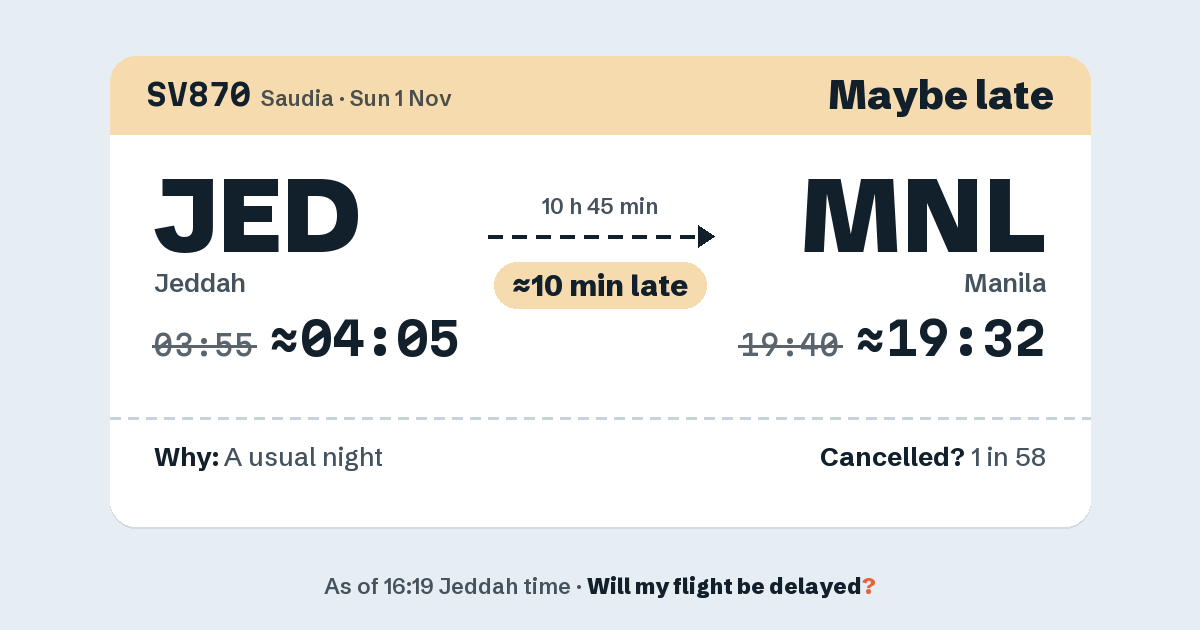 Link preview: SV870 lands about 19:32