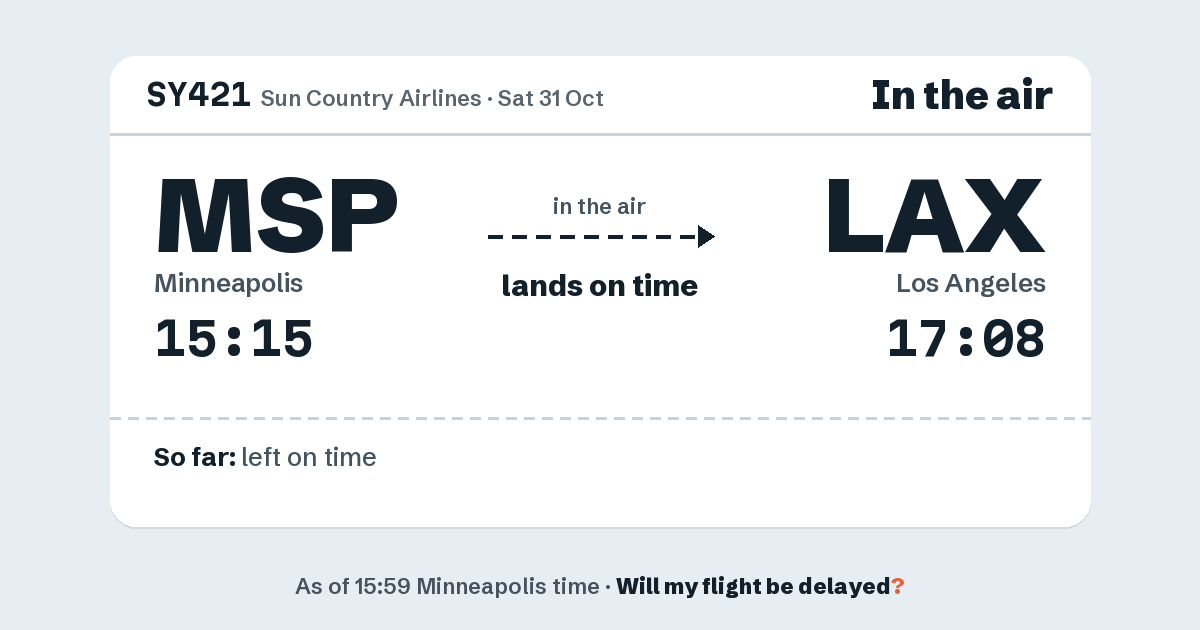Link preview: SY421 lands about 17:04