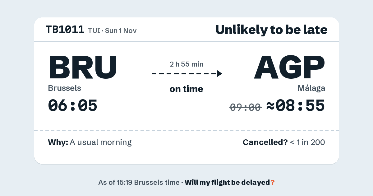 Link preview: TB1011 lands about 08:55