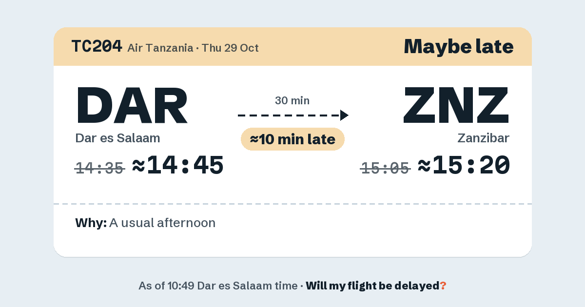 Link preview: TC204 lands about 15:22