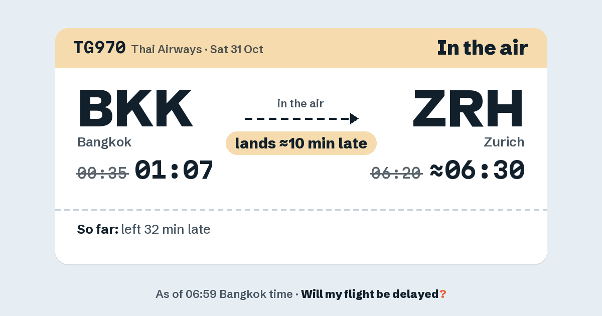 Link preview: TG970 lands about 06:31