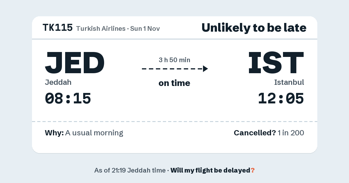 Link preview: TK115 lands about 12:01