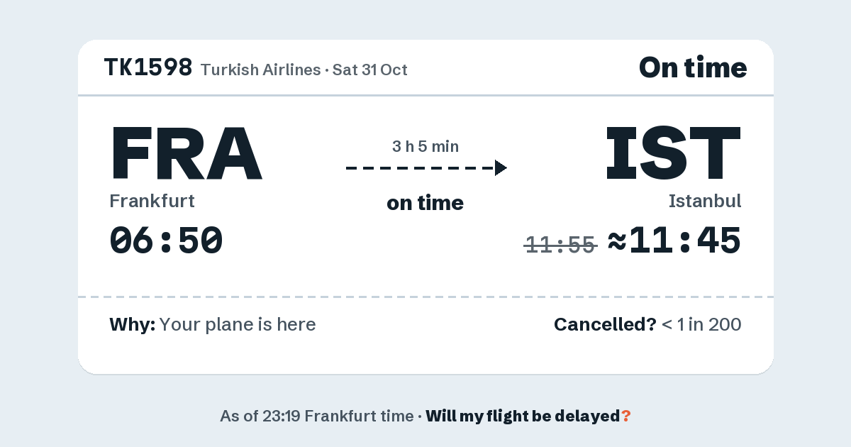 Link preview: TK1598 lands about 11:45