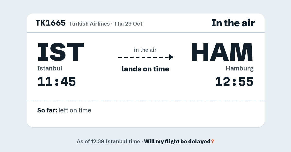 Link preview: TK1665 lands about 12:52