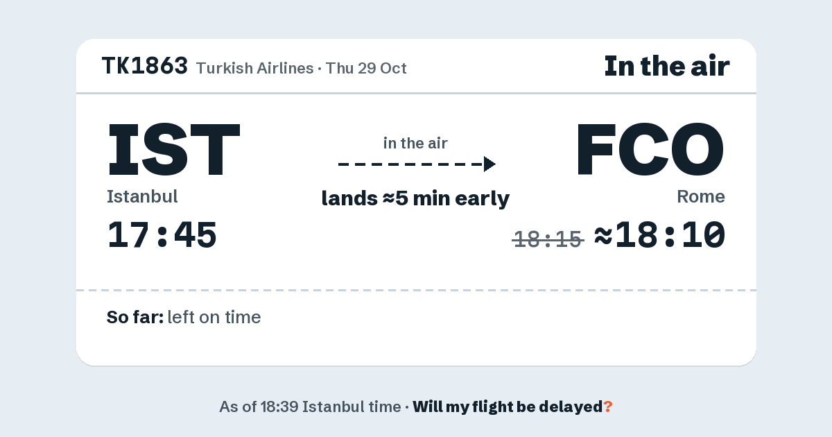 Link preview: TK1863 lands about 18:10