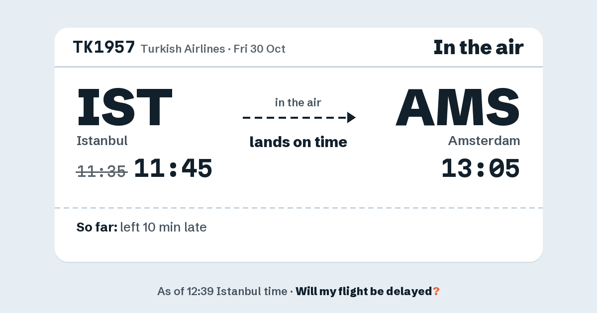 Link preview: TK1957 lands about 13:08