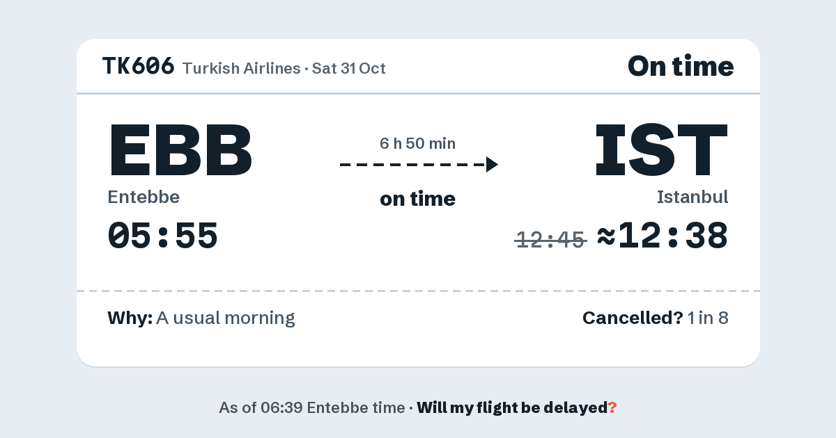Link preview: TK606 lands about 12:38