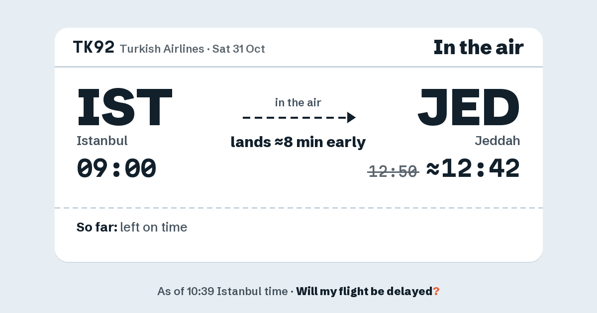 Link preview: TK92 lands about 12:42