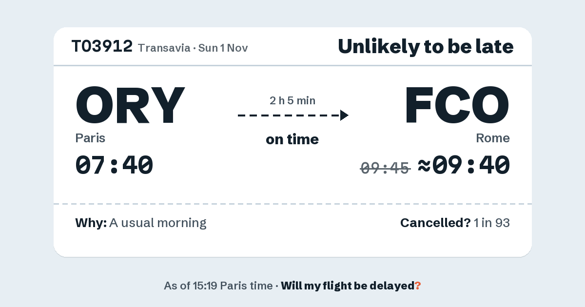 Link preview: TO3912 lands about 09:40