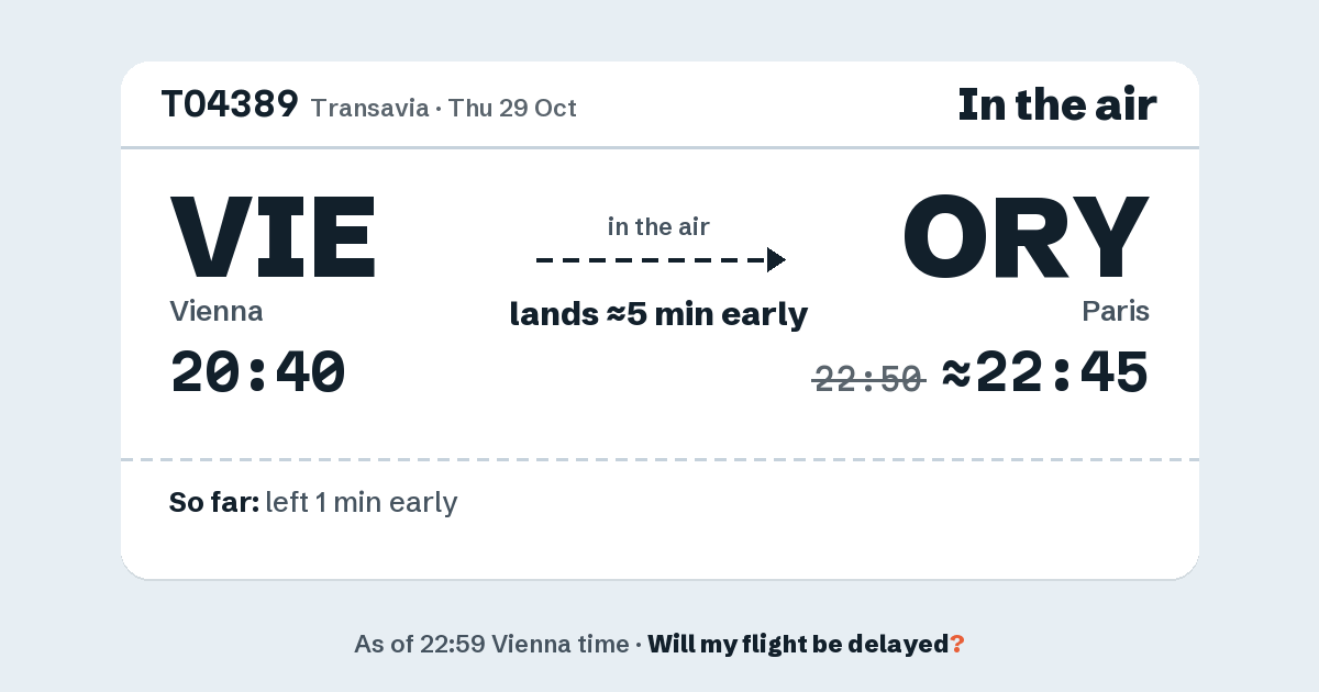 Link preview: TO4389 lands about 22:45