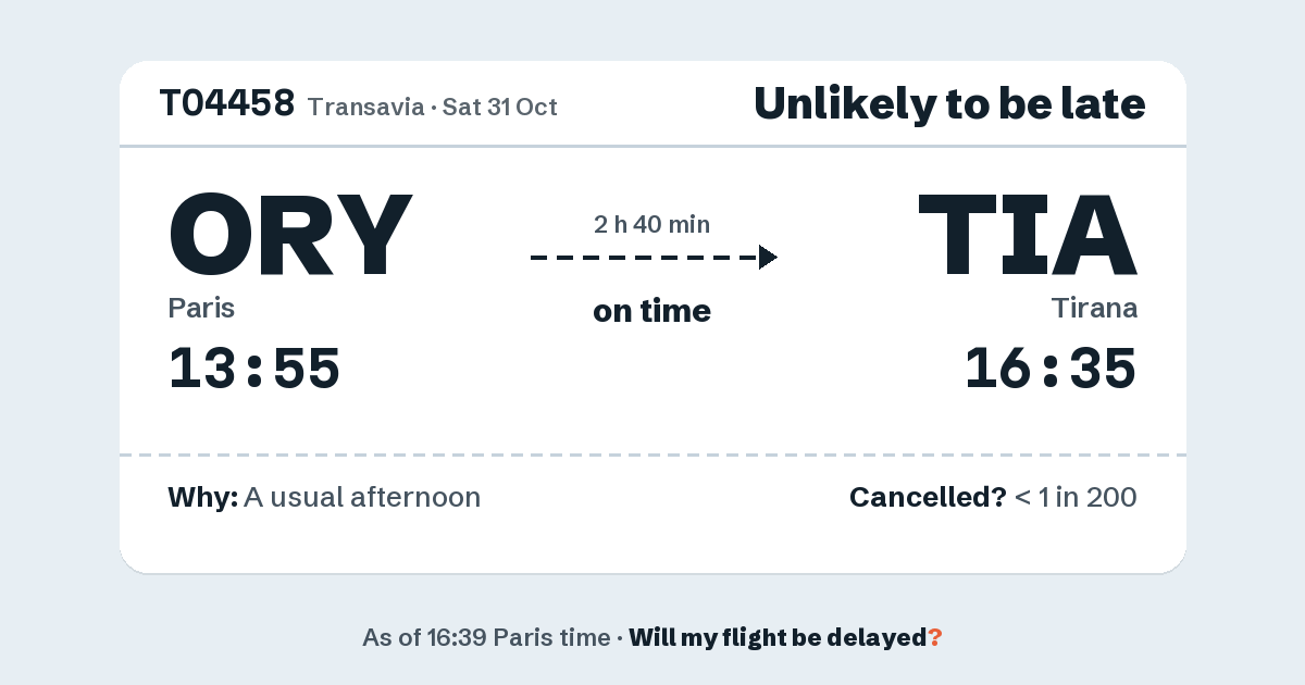 Link preview: TO4458 lands about 16:31