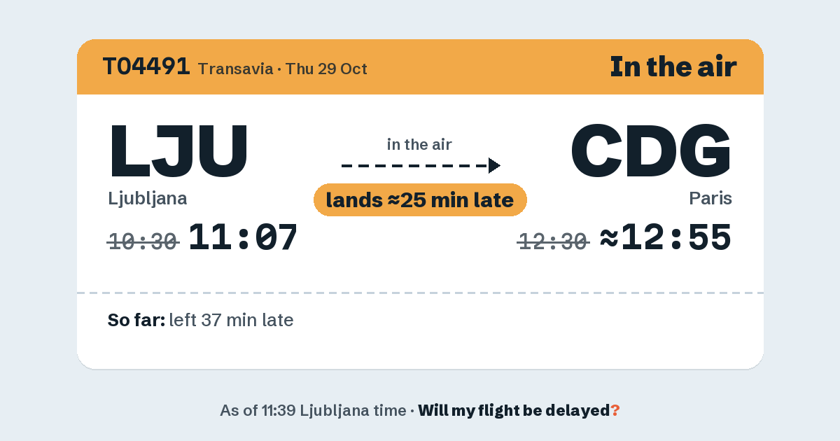 Link preview: TO4491 lands about 12:57