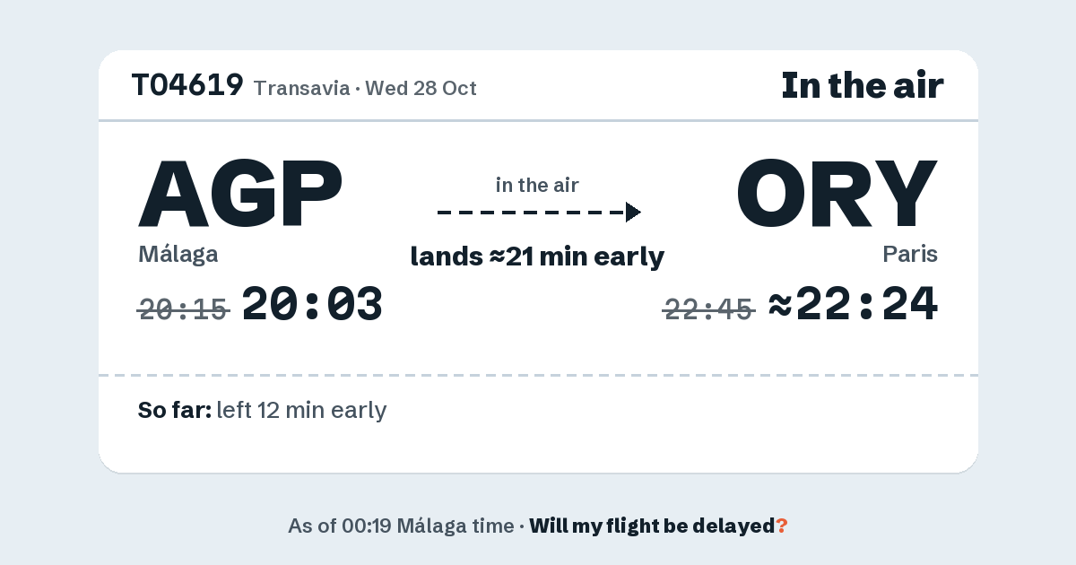 Link preview: TO4619 lands about 22:24