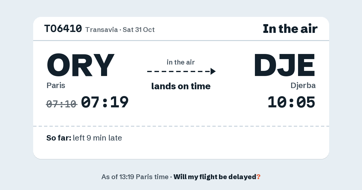 Link preview: TO6410 lands about 10:01