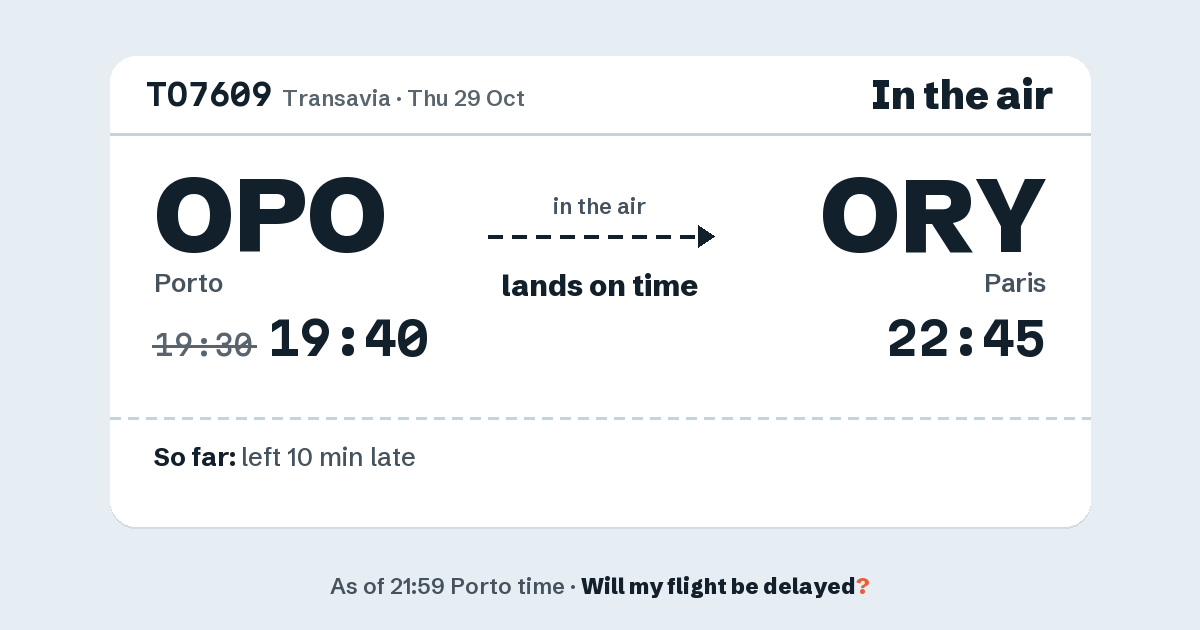 Link preview: TO7609 lands about 22:45