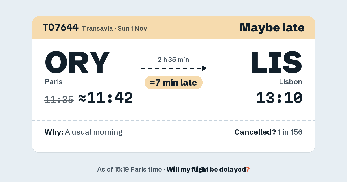 Link preview: TO7644 lands about 13:06