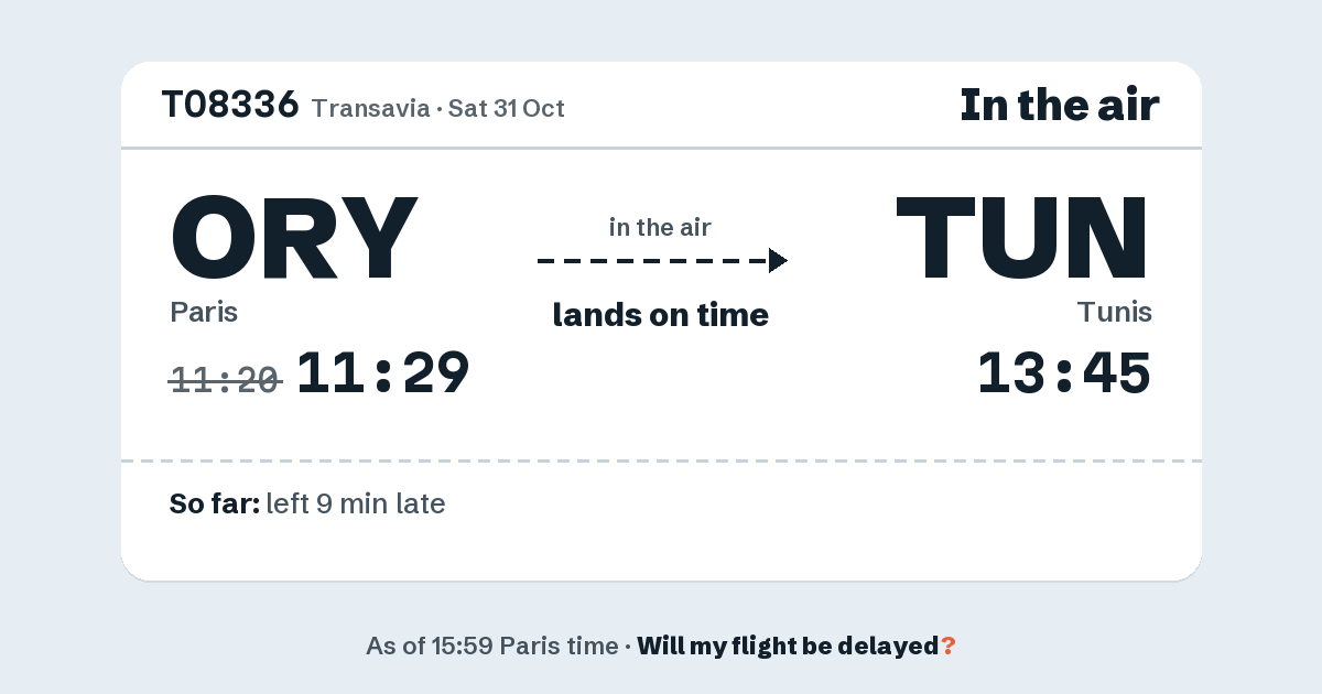 Link preview: TO8336 lands about 13:43