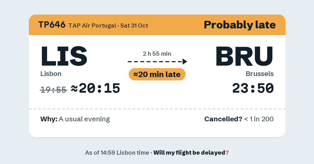 Link preview: TP646 lands about 23:54