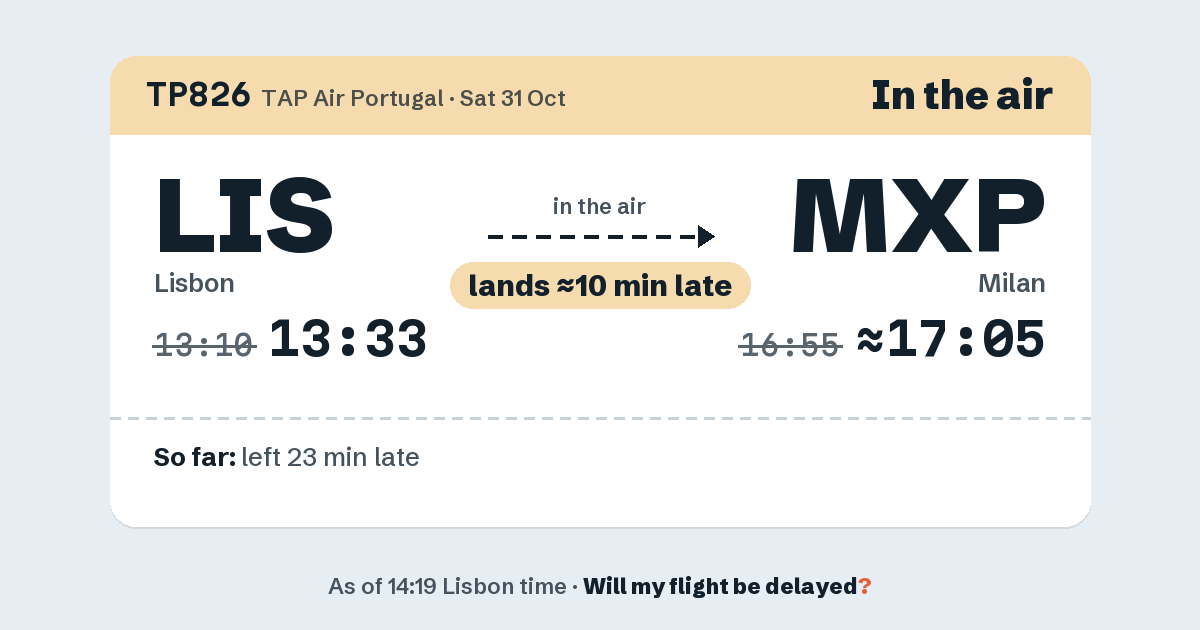 Link preview: TP826 lands about 17:06
