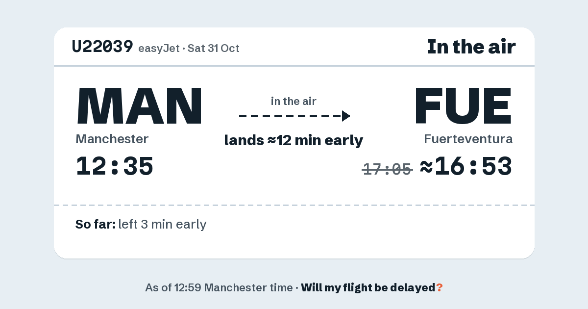 Link preview: U22039 lands about 16:53
