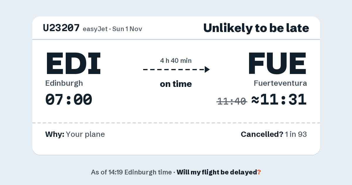 Link preview: U23207 lands about 11:31