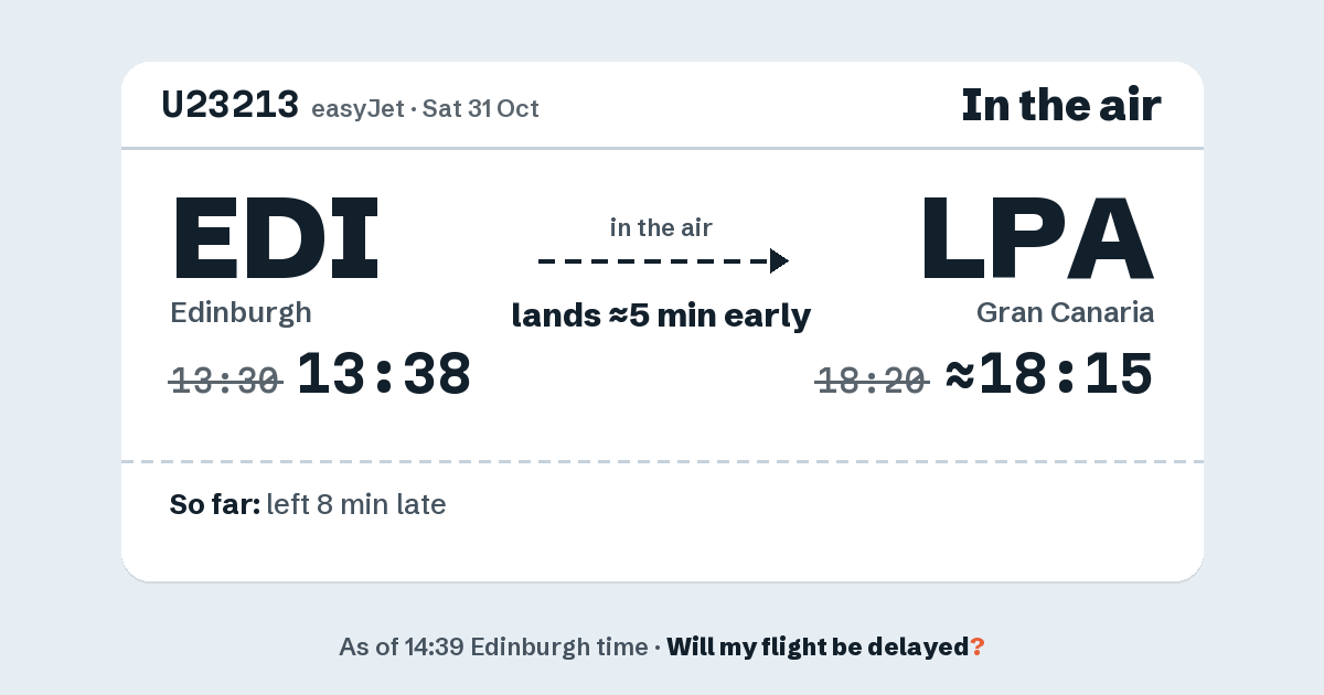Link preview: U23213 lands about 18:15