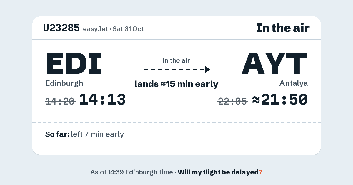Link preview: U23285 lands about 21:50