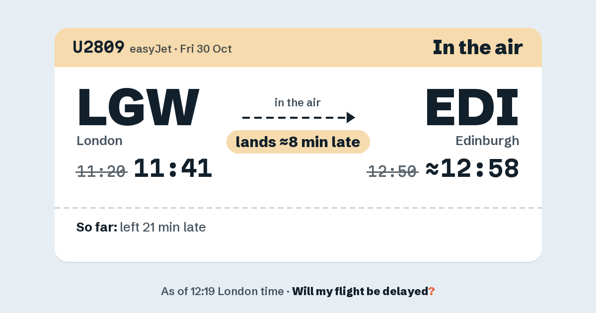 Link preview: U2809 lands about 12:58