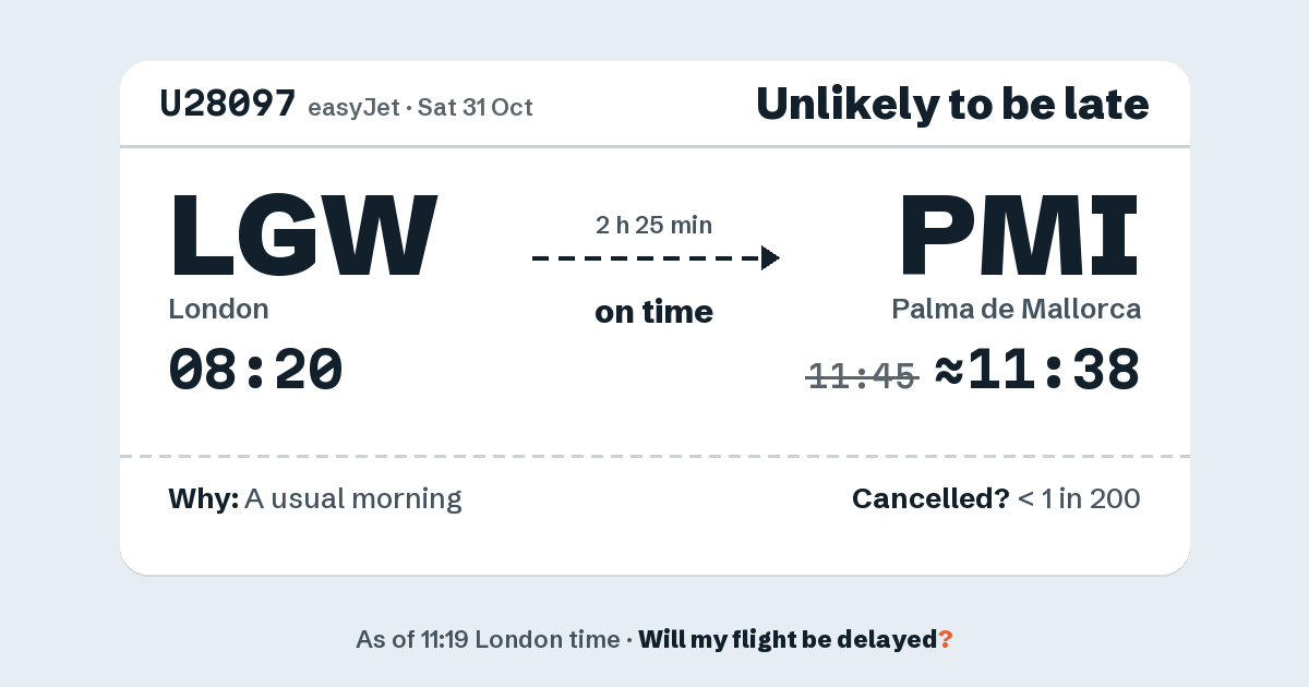 Link preview: U28097 lands about 11:38